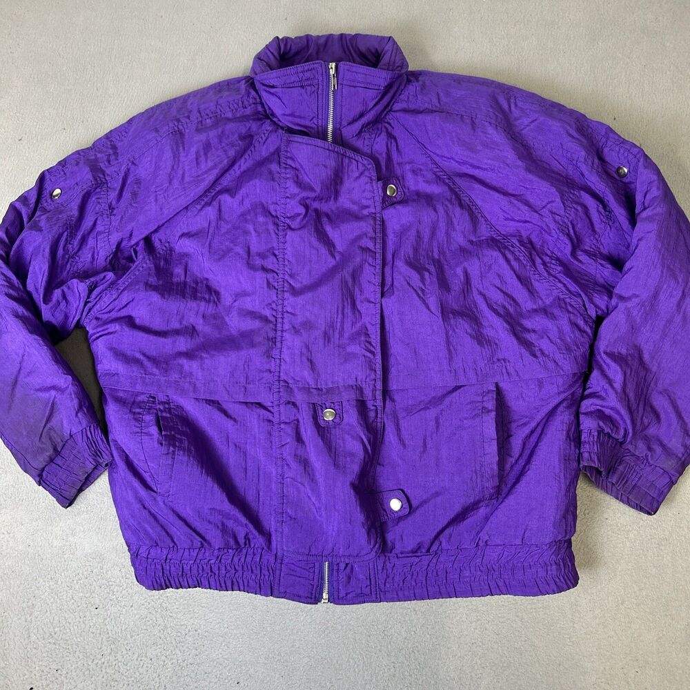 Paris Sport Club World Wide Coat Womens Size Large Vintage 80’s Ski Purple Nylon